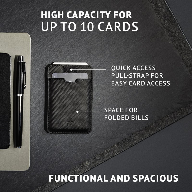 Vaultskin CHELSEA Mens RFID Blocking Slim Leather Card Wallet - Minimalist Front Pocket Cardholder in Carbon Black - Image 5